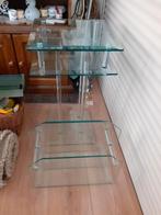 Glazen bijzettafel en krantenbak, Ophalen, Zo goed als nieuw, Glas, Cd's