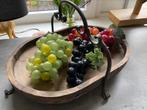 Prachtige hout metaal schaal dienblad met 3 druiventrossen, Huis en Inrichting, Woonaccessoires | Dienbladen, Rond, Nieuw, Ophalen of Verzenden