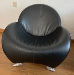 Leolux papageno zwart met oranje stiknaad, Huis en Inrichting, Fauteuils, Ophalen, Zo goed als nieuw, 75 tot 100 cm