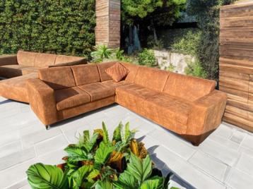 !!ACTIE!! COGNAC GEKLEURDE HOEKBANK, GRATIS LEVERING beschikbaar voor biedingen