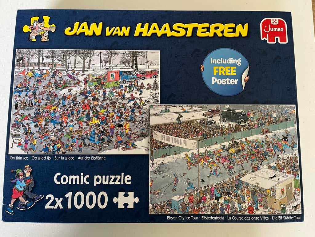 Jan van Haasteren 2 x 1000 stukjes, Hobby en Vrije tijd, Denksport en Puzzels, Ophalen of Verzenden, 500 t/m 1500 stukjes, Zo goed als nieuw