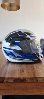 HJC iS17 motorhelm wit/blauw, Ophalen of Verzenden, Tweedehands, Integraalhelm, HJC