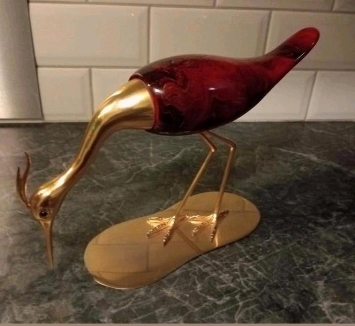 Mooie Messing kraanvogel 22,5cm h x 35cm l, Ophalen
