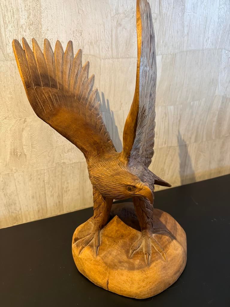 Houten Adelaar Beeld - Handgesneden Decoratie, Antiek en Kunst, Kunst | Beelden en Houtsnijwerken, Ophalen of Verzenden