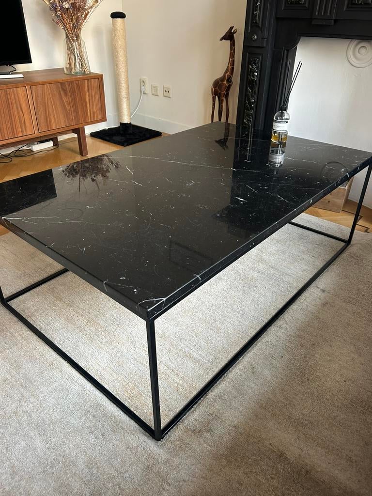 Marmeren salontafel met staal, Ophalen, 100 tot 150 cm, 50 tot 100 cm, Zo goed als nieuw