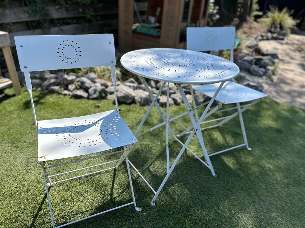 Bistro setje, Tuin en Terras, Ophalen, Zo goed als nieuw, Overige materialen, 2 zitplaatsen