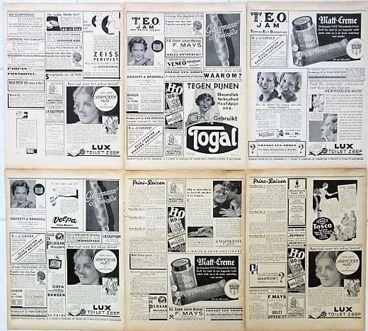 44 bladzijden vintage advertenties reclames uit 1935, Ophalen of Verzenden, Gebruikt, Overige typen