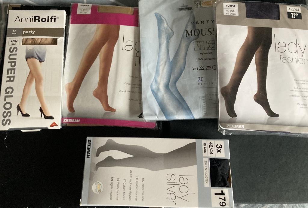 5 paar nieuwe pantys maat 42 verschillende kleuren, Overige kleuren, Nieuw, Maat 40/42 (M), Ophalen of Verzenden
