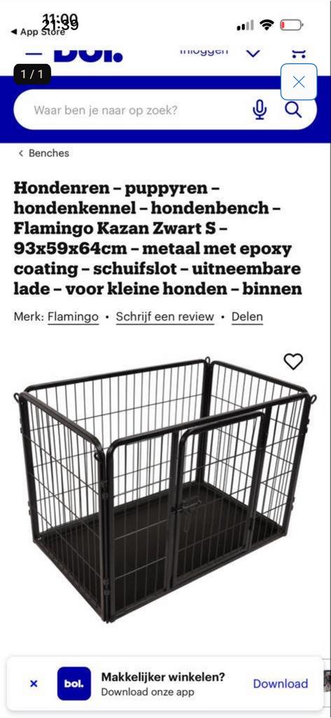 Hondenbench Puppybench pomeriaan ander klein ras, Dieren en Toebehoren, Ophalen, Zo goed als nieuw, Minder dan 75 cm, Minder dan 65 cm