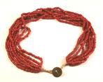 Bloedkoraal, halsketting met zeven strengen!, Ophalen of Verzenden, Zo goed als nieuw, Rood, Overige materialen
