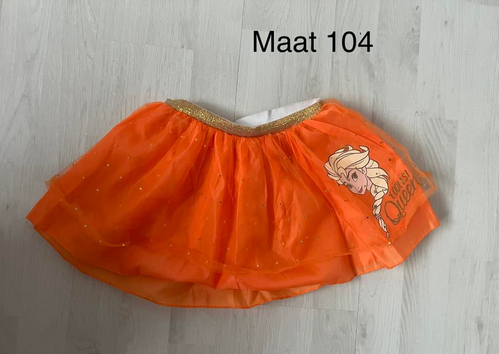 Oranje Frozen / Elsa rokje maat 104,leuk voor Koningsdag/ WK, Kinderen en Baby's, Kinderkleding | Maat 104, Ophalen of Verzenden