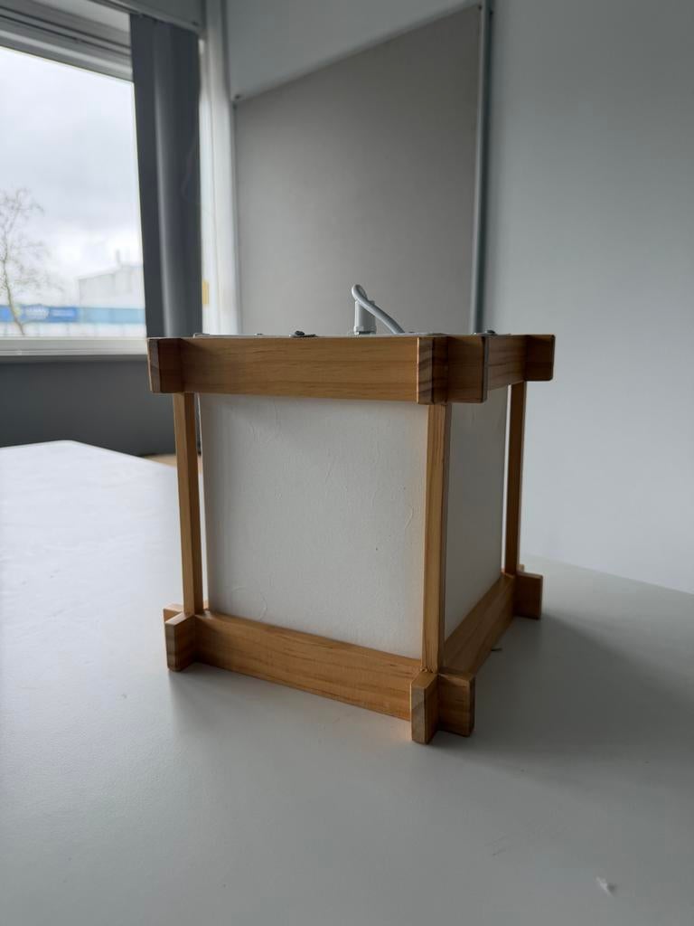 Japanse Ido lamp - Houten tafellamp met papieren kap, Ophalen of Verzenden, Nieuw, Hout, Minder dan 50 cm