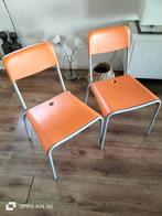2 Trendhopper eetkamerstoelen design in oranje, Ophalen, Modern design, Gebruikt, Twee
