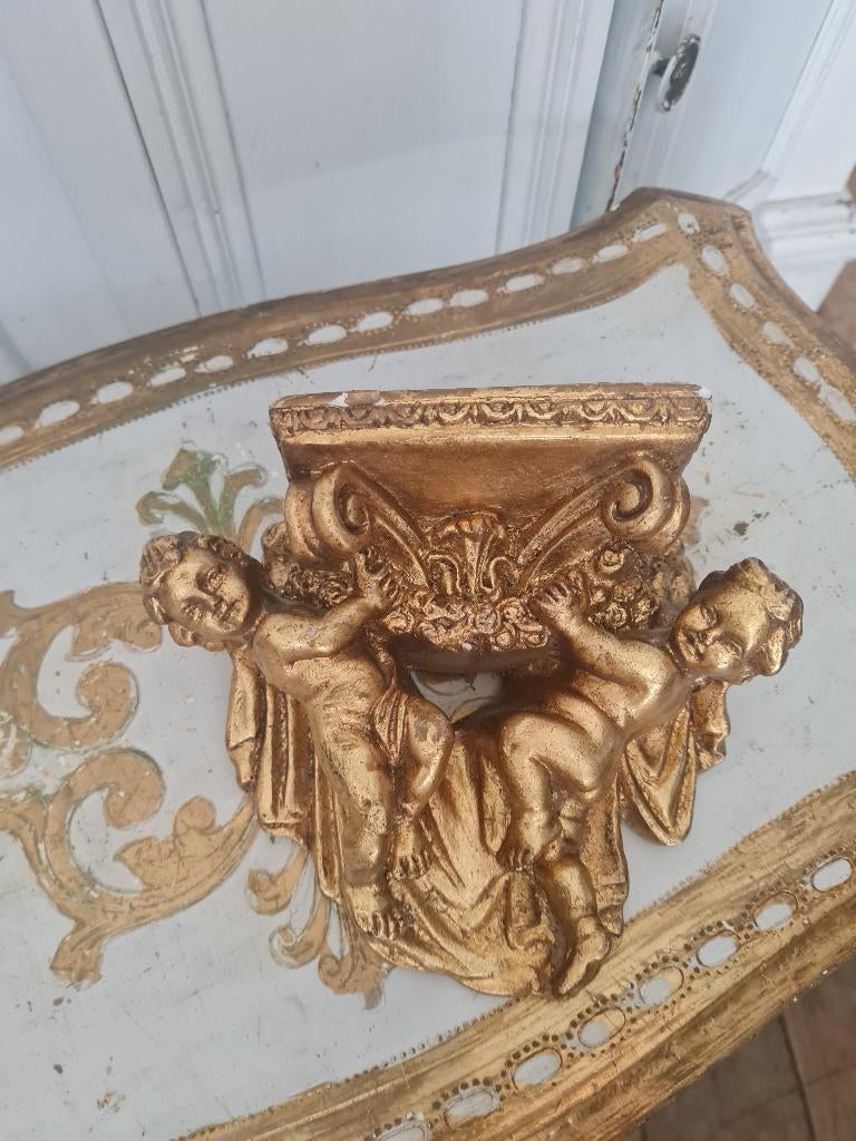 Zeer oud kleiner gipsen consooltje engeltjes barok, Antiek en Kunst, Ophalen of Verzenden