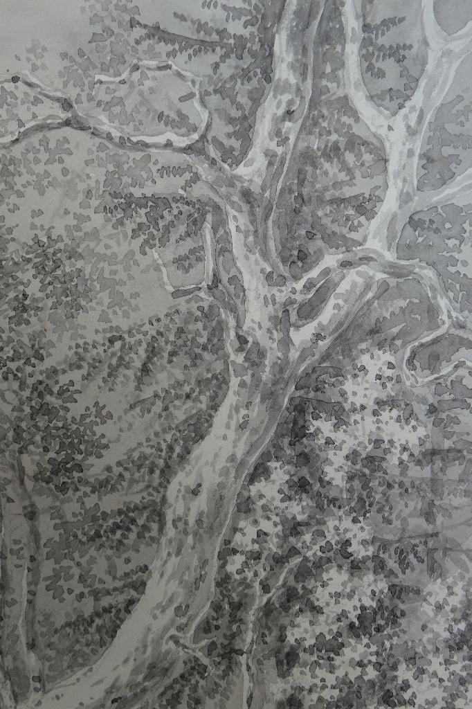 aquarel bomen in bos aan water, Honig 1820 omg. Favenraad, Verzenden