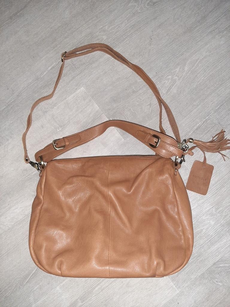 BURKELY leren tas, Verzenden, Zo goed als nieuw, Bruin