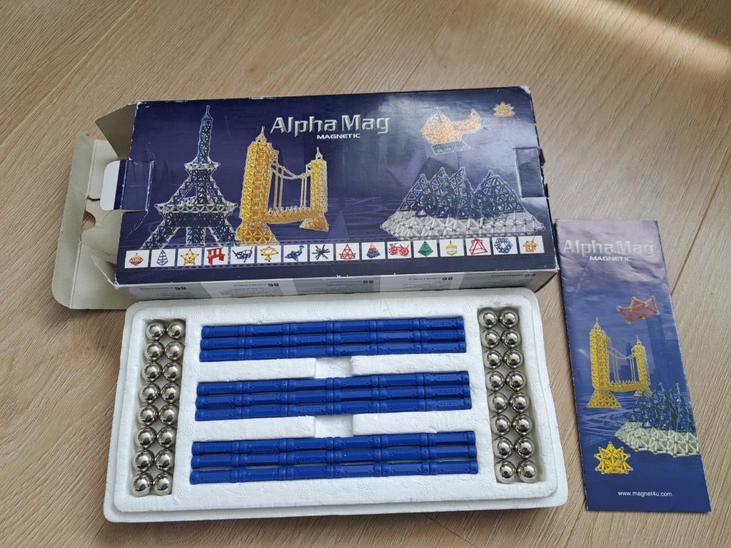 Alpha Mag magnetic 86-delig, Kinderen en Baby's, Ophalen of Verzenden, Zo goed als nieuw, Bouwen