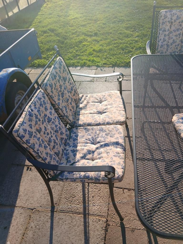 Ijzer tuinset met kussens, Tuin en Terras, Ophalen, Gebruikt, Overige materialen