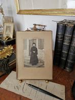 GROOT antiek fotolijstje met bolpoten / klemlijst facet glas, Ophalen of Verzenden