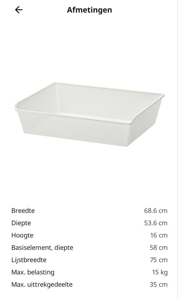 Komplement fijndraadmand wit IKEA 2 stuks, Ophalen, Nieuw, 50 tot 100 cm, Minder dan 100 cm