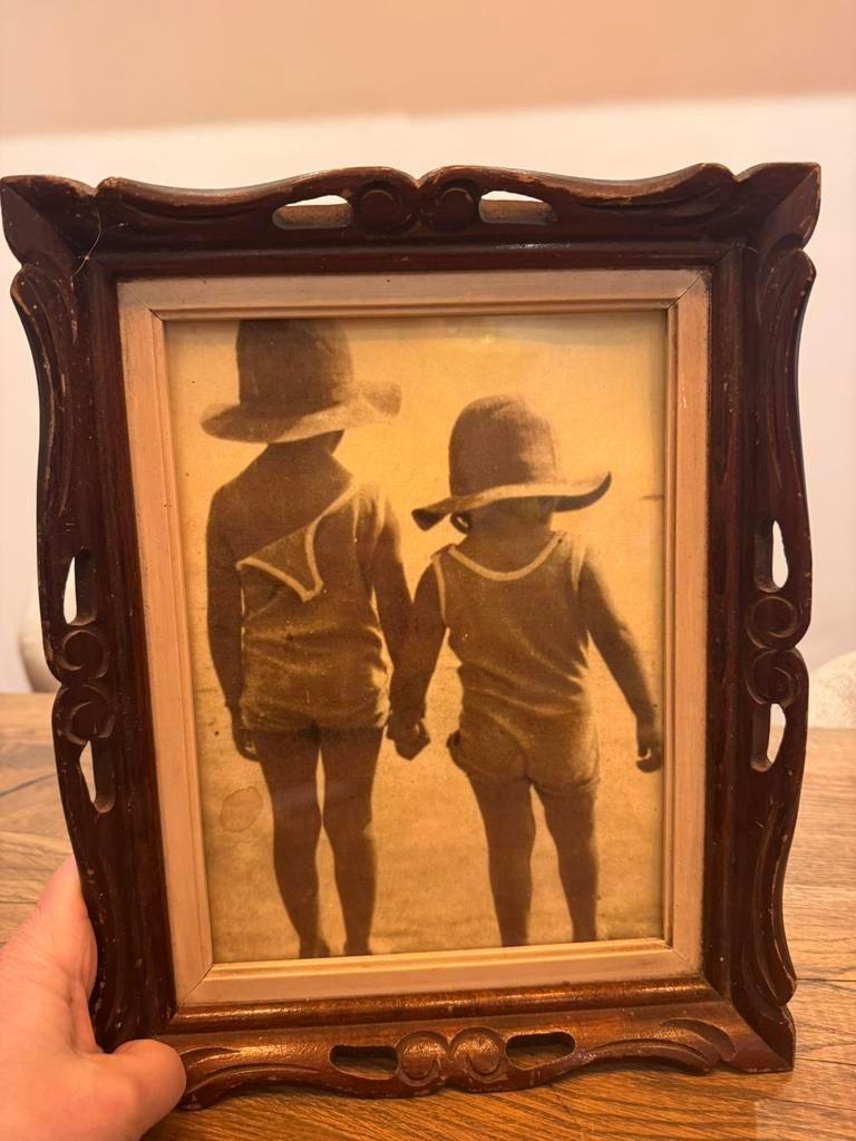 Oude lijst met strand kinderen, Ophalen of Verzenden