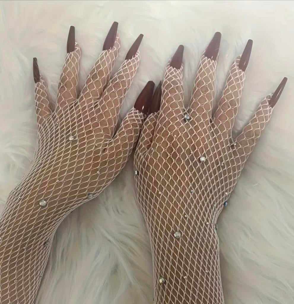 Set van 3 visnet handschoenen met stiletto nagels, Ophalen of Verzenden, Nieuw