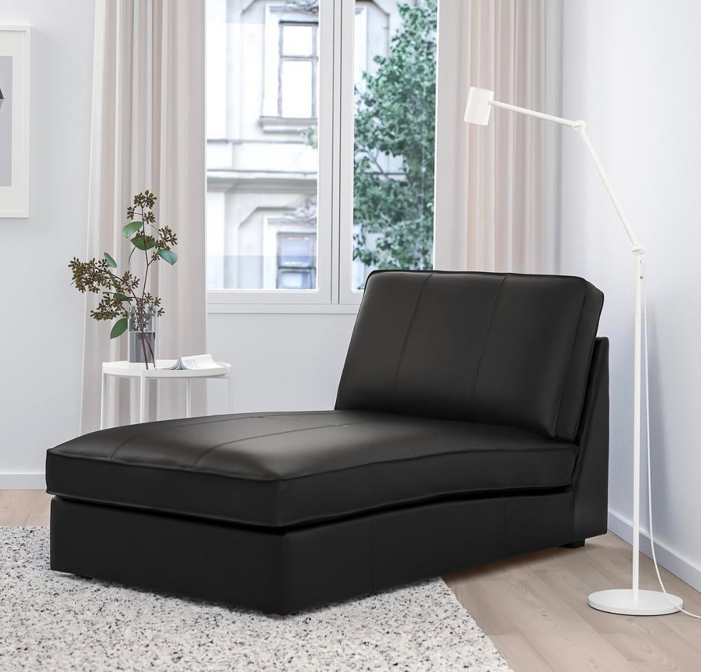 Ikea Kivik Chaise Longue Grann/Bomstad - Echt Leer - Zwart, Huis en Inrichting, Banken | Sofa's en Chaises Longues, Ophalen, Gebruikt