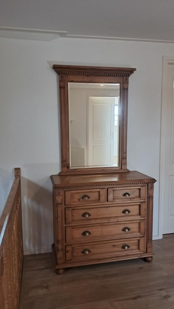 Grenen kast met spiegel, Antiek en Kunst, Ophalen