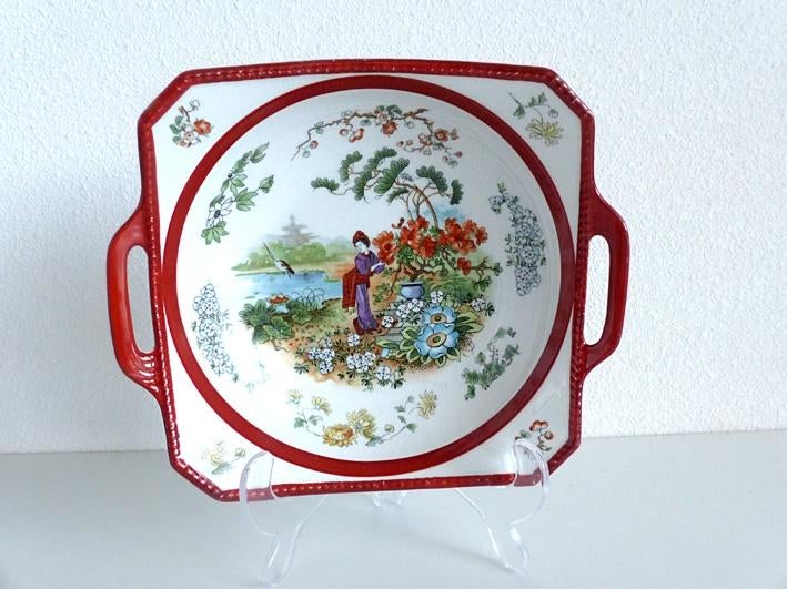 Schaal met Japanse voorstelling Tielsch & Co Germany, Ophalen of Verzenden