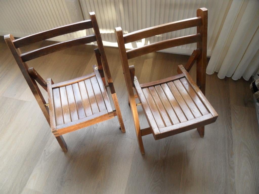 2x Vintage torck kinder klapstoelen beukenhout, Ophalen, Gebruikt, Overige typen