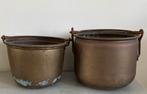 2 prachtige antieke koperen ketels (bloembak), Tuin en Terras, Bloempotten, Gebruikt, Rond, Ophalen of Verzenden, Metaal