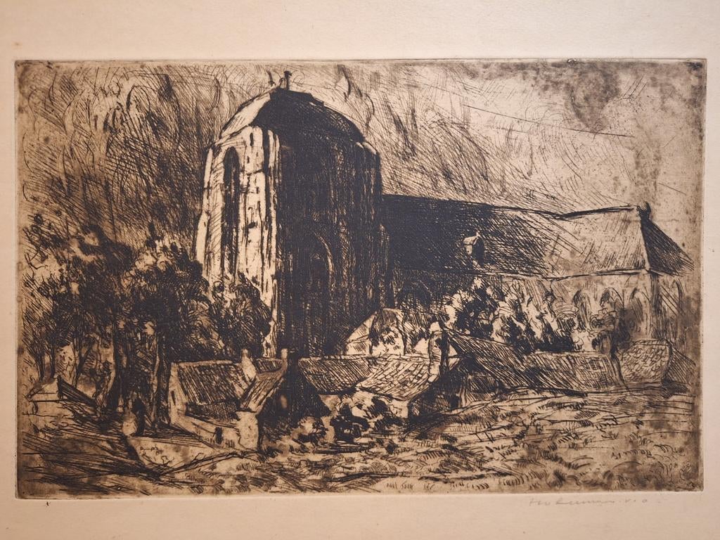 Ets Kerk door Hendrik v Leeuwen V.O., Ophalen of Verzenden