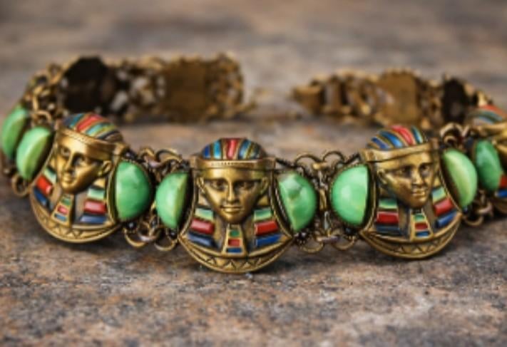 Antieke Max Neiger Armband - Egyptische Stijl, Ophalen of Verzenden, Gebruikt, Goud, Overige materialen