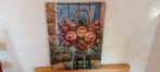 prachtig mooi bloemen schilderij, olieverf op doek gesign., Ophalen of Verzenden