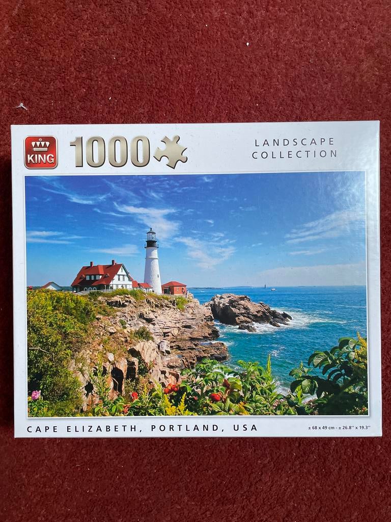 King Legpuzzel 1000 stukjes - Kaap Elizabeth, Portland, USA, Ophalen of Verzenden, 500 t/m 1500 stukjes, Gebruikt, Legpuzzel