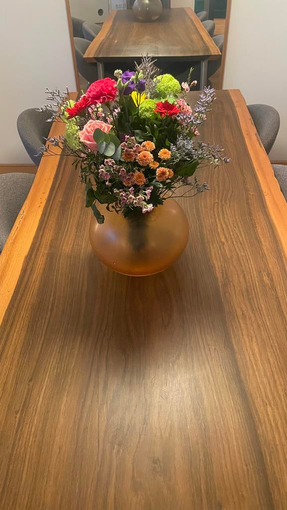 Eettafel boomstam van Padoek hout, Ophalen, Gebruikt, 100 tot 150 cm, 200 cm of meer