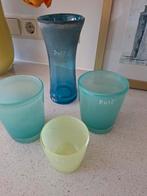 Diverse Dutz vaasjes - bieden!, Ophalen, Gebruikt, Blauw, Glas