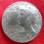 zilveren penning; Koningin Wilhelmina 1898 inhuldiging, Ophalen of Verzenden, Zo goed als nieuw, Nederland, Overige typen