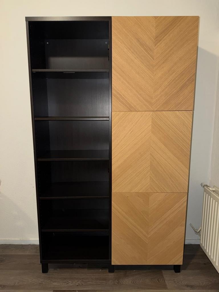IKEA BESTA Kast met deuren en open vakken, Ophalen, 100 tot 150 cm, Modern, 150 tot 200 cm