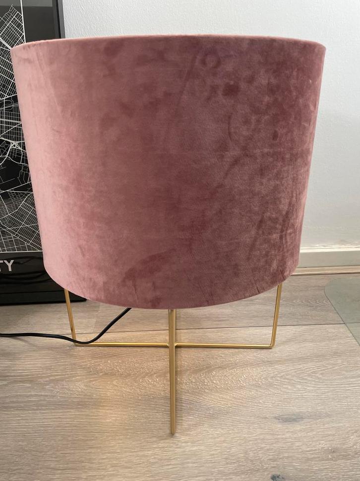 Goud Roze fluwelen lamp, Huis en Inrichting, Lampen | Tafellampen, Zo goed als nieuw, Minder dan 50 cm, Metaal, Ophalen