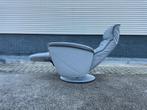 Grijze leren hukla relax stoel / relax fauteuil, Gebruikt, Minder dan 75 cm, Ophalen of Verzenden, Nvt