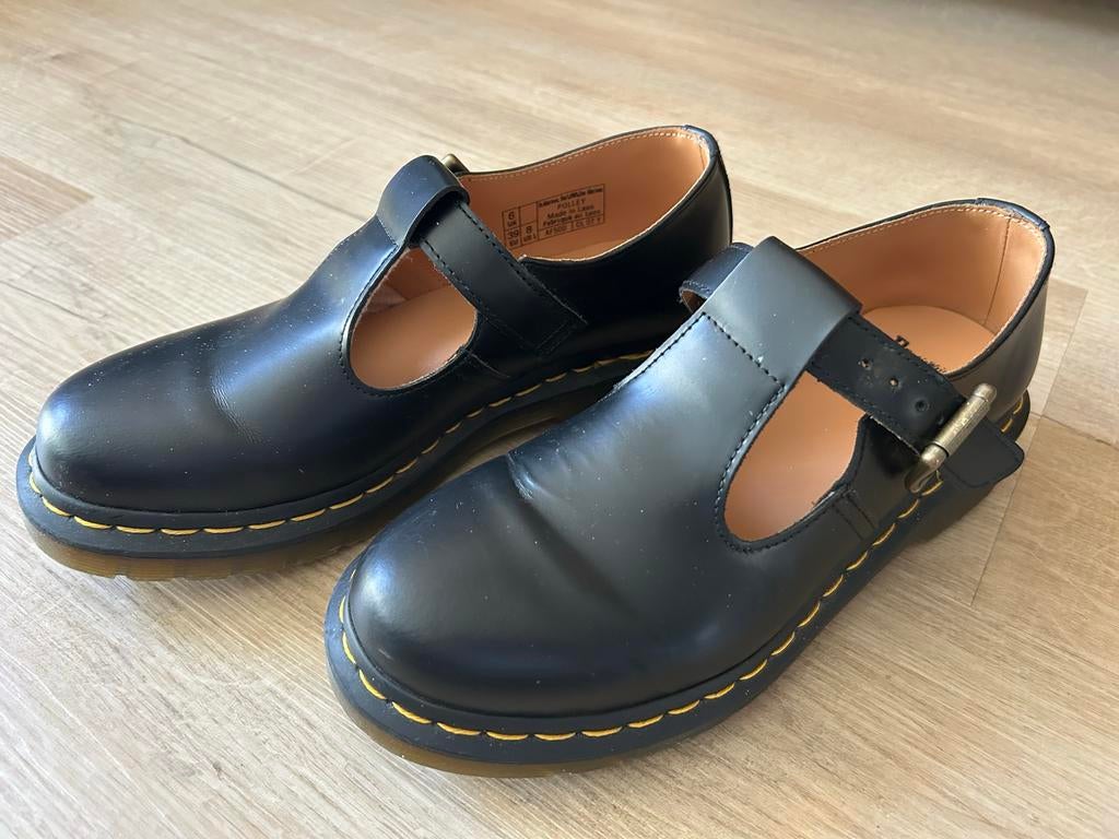 Dr. Martens Polly Leren Mary Jane Damesschoenen Zwart, Ophalen of Verzenden, Gedragen, Zwart, Schoenen met lage hakken