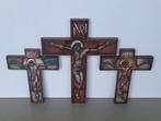 lot 3st gebrandschilderde opaline crucifix kruis-beeld, Ophalen of Verzenden