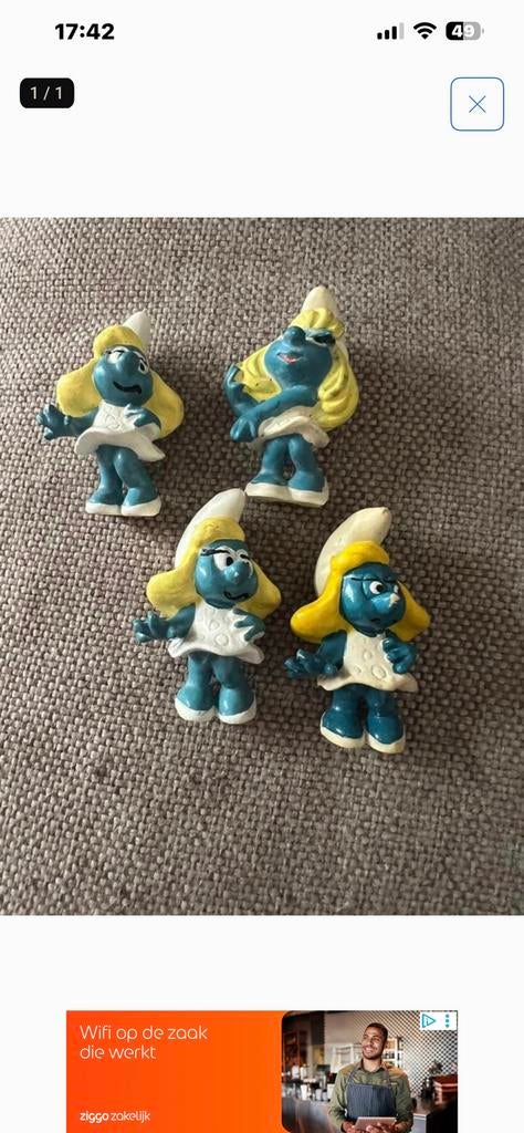 4 oude eerste smurfinnen, Verzamelen, Smurfen, Ophalen of Verzenden, Zo goed als nieuw, Verschillende Smurfen