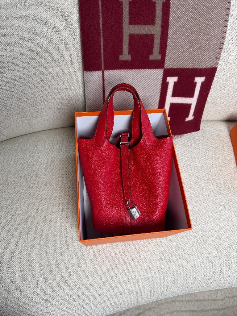 Hermès Picotin Lock 18 Rouge Casaque / Red Phw, Overige merken, Nieuw, Ophalen of Verzenden, Leer