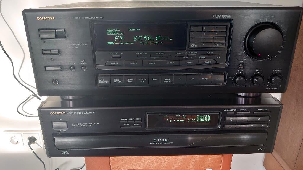 Receiver Onkyo TX-SV515PRO (80W) en Onkyo DX-C110 met 6 Disc, Ophalen, Gebruikt, 60 tot 120 watt, Onkyo