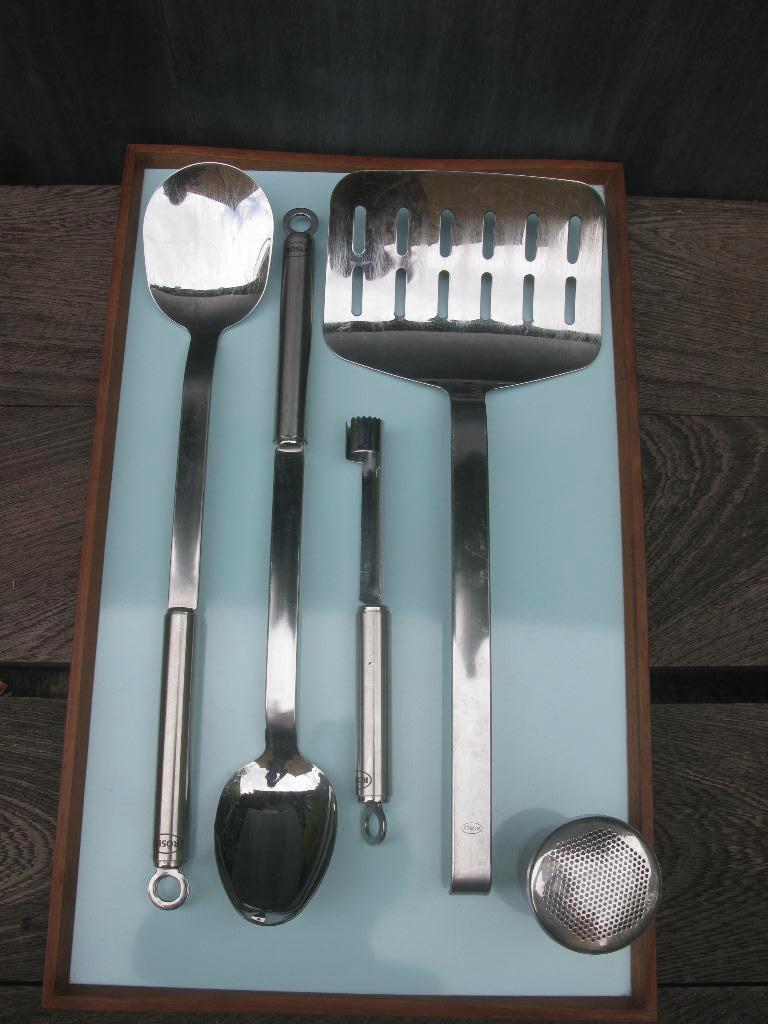 5x ROSLE OPDIENBESTEK KEUKEN KWALITEIT DUITS, Ophalen of Verzenden, Zo goed als nieuw, Rvs of Chroom, Los bestek