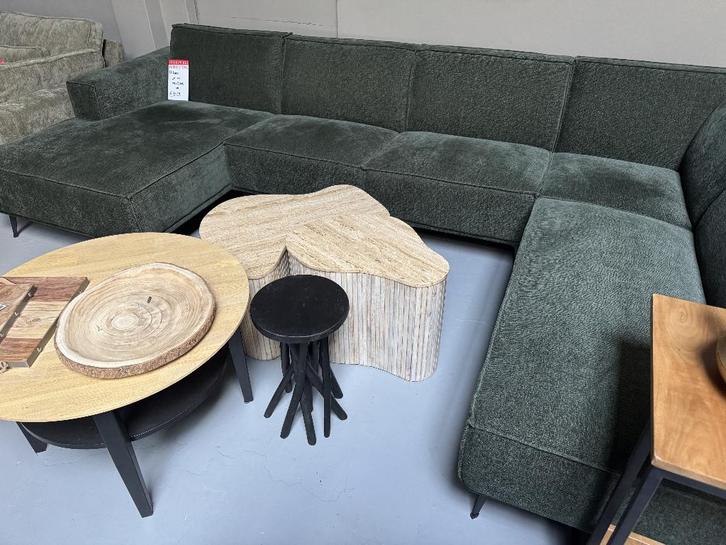 U bank hoekbank Tower Living Leeds groen Sale € 1499, Huis en Inrichting, Banken | Bankstellen, Nieuw, Hoekbank, Vierpersoons of meer