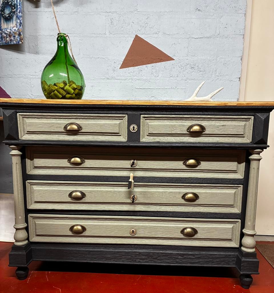 Gerecyclede commode met lades, Huis en Inrichting, Ophalen, 100 tot 150 cm, Gerestyled, Zo goed als nieuw