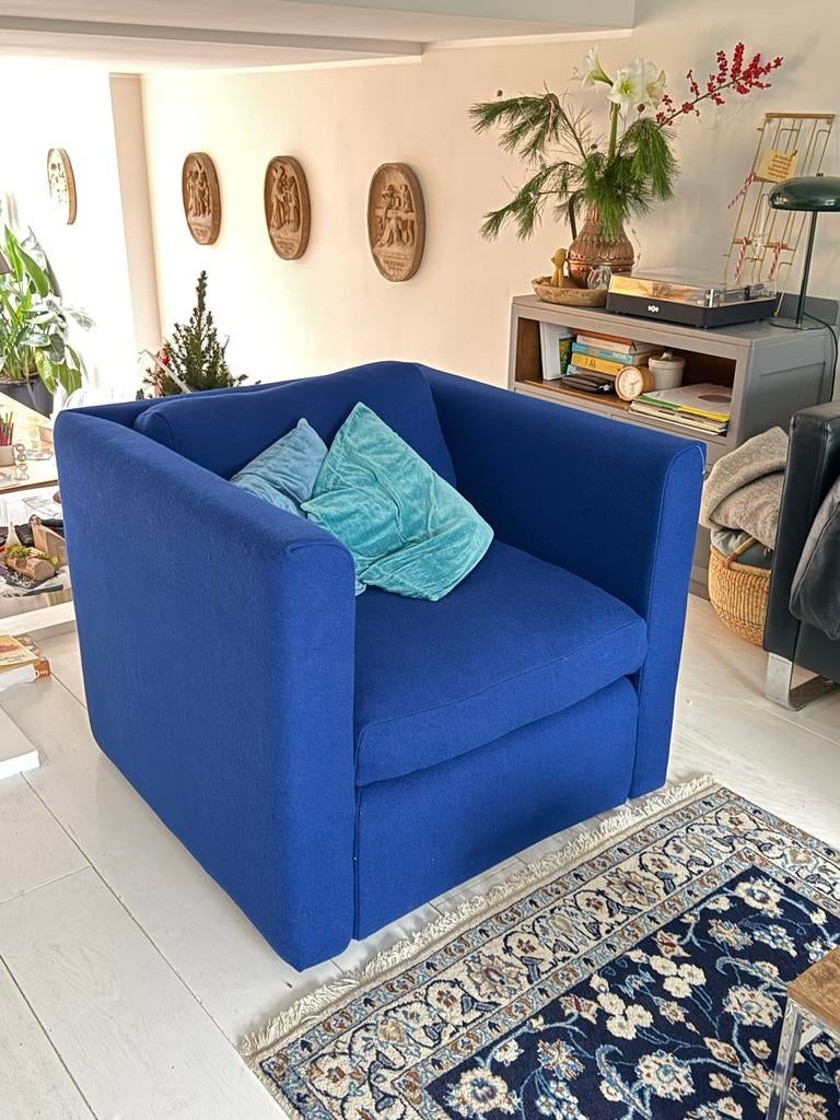 Blauwe Hay hackney Fauteuil / Loveseat, Huis en Inrichting, Ophalen, Gebruikt, 75 tot 100 cm, 100 tot 125 cm